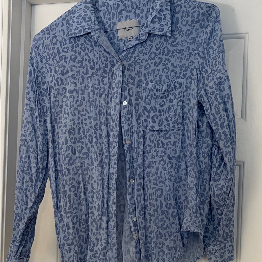 Rails Blue Leopard Print Blouse